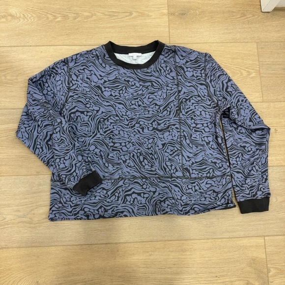 Johnny Was Calme Seamed Oversized Pullover Blue Patterned Size XL - Picture 2 of 5